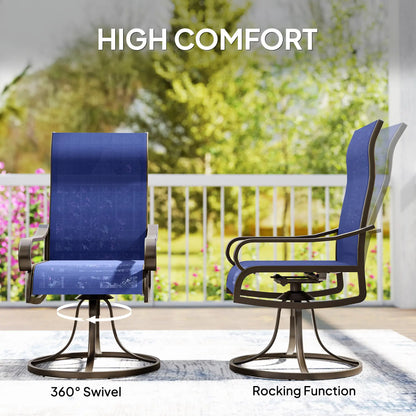 Swivel Rocking Outdoor Chairs, Set of 2, Breathable Mesh, Navy Blue Bistro Sets at Gallery Canada