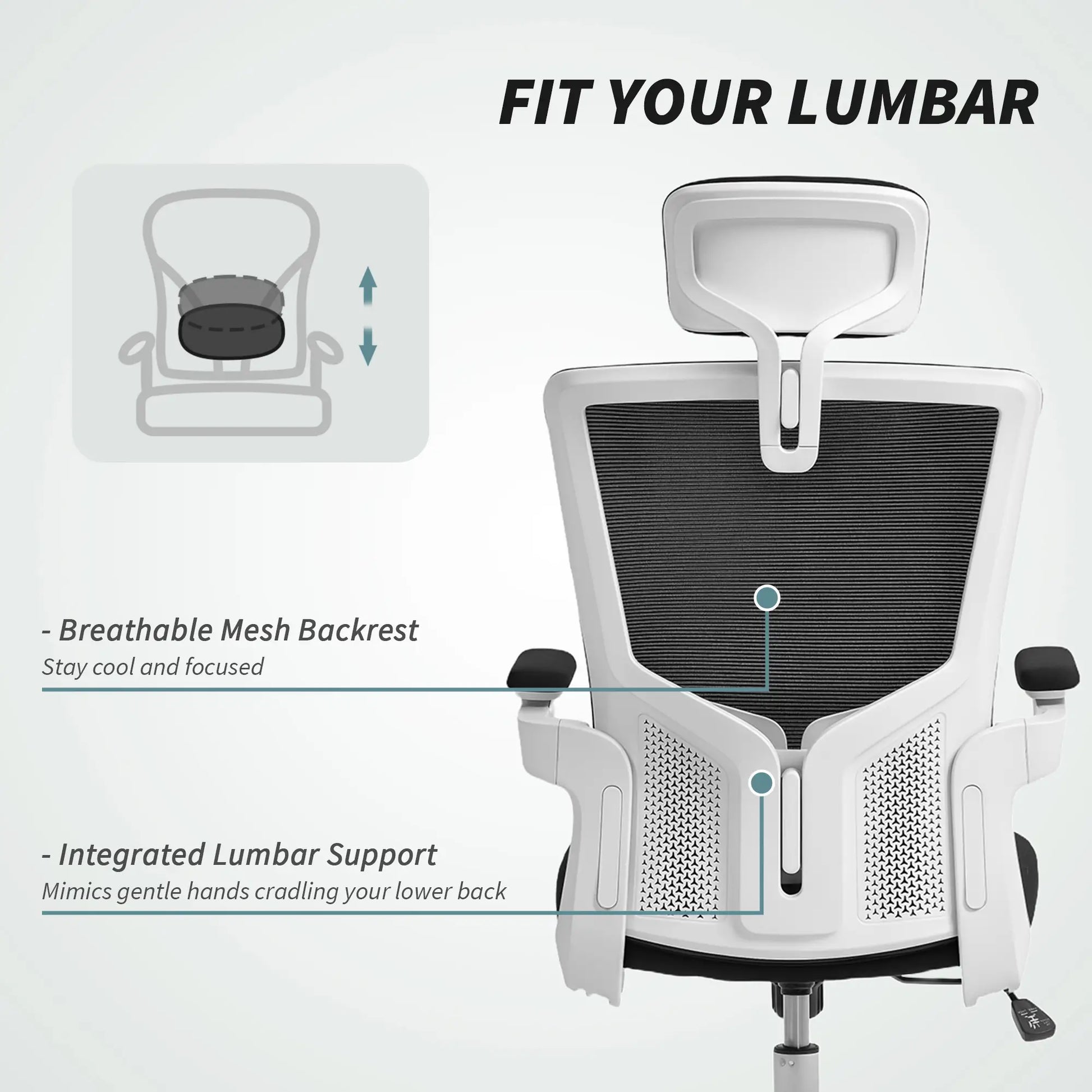 Ergonomic Office Chair, Swivel Desk Chair, Adjustable Lumbar Support, Headrest, Flip-Up Armrests, Black Task Chairs at Gallery Canada