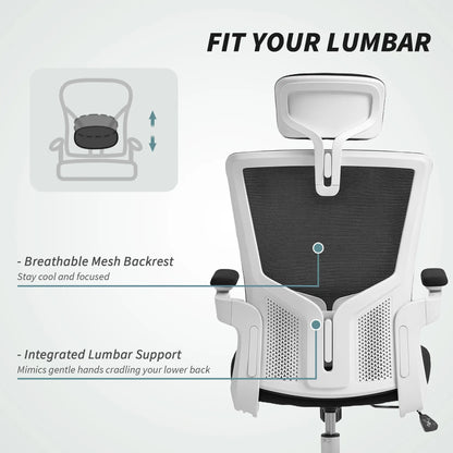 Ergonomic Office Chair, Swivel Desk Chair, Adjustable Lumbar Support, Headrest, Flip-Up Armrests, Black Task Chairs at Gallery Canada