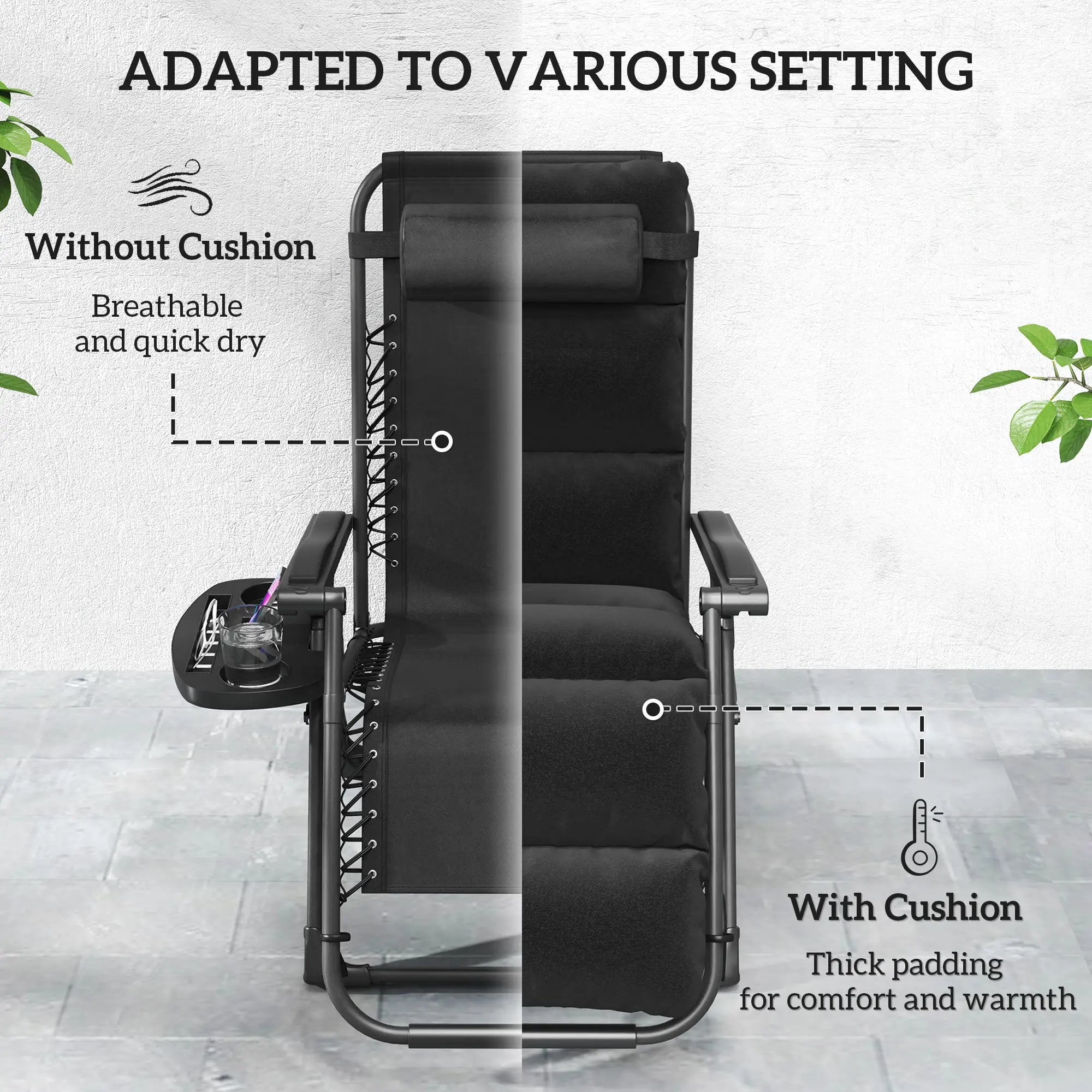2pcs Zero Gravity Chair, Adjustable Backrest, Folding Sun Lounger, Grey Lounger Chairs at Gallery Canada