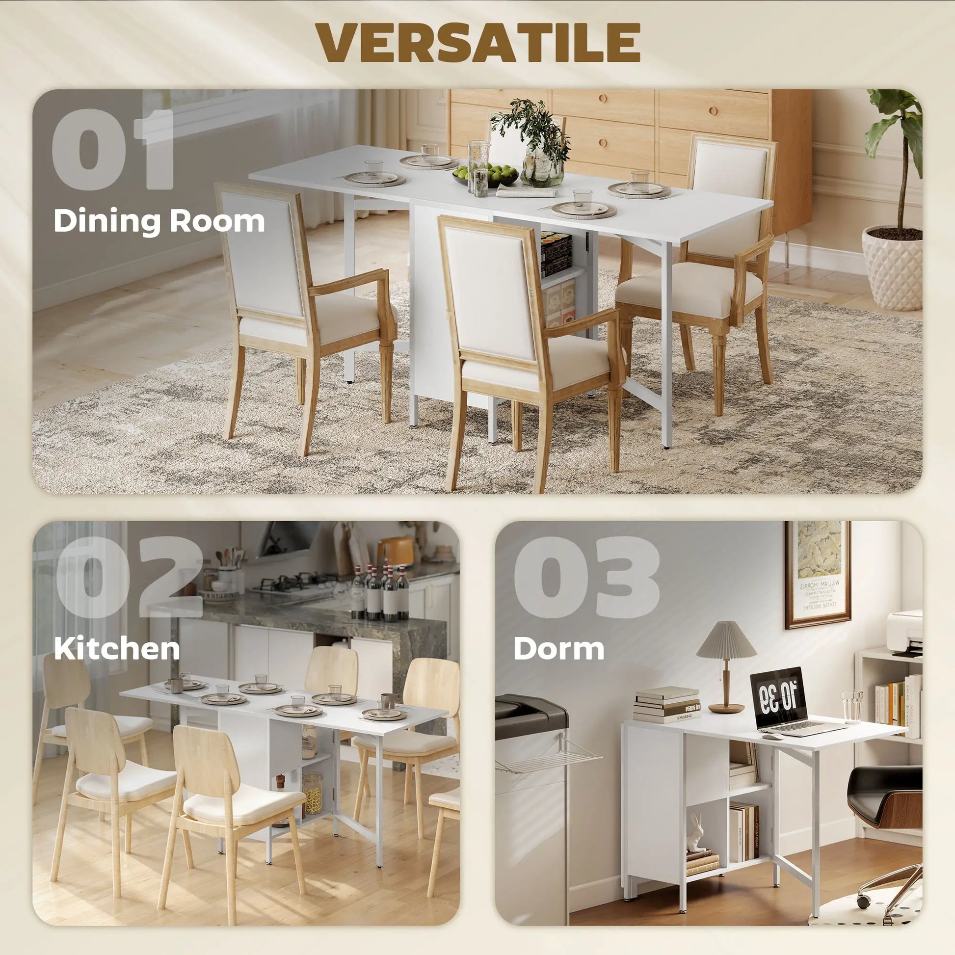 Foldable Drop Leaf Table With Hideaway Shelves, Brown Dining Tables at Gallery Canada