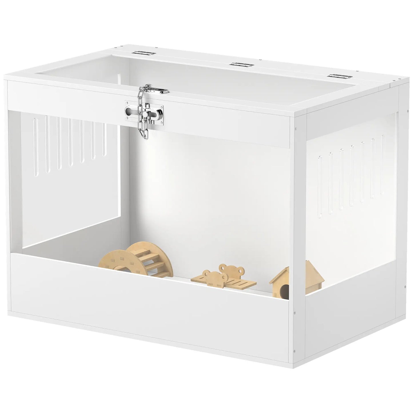 31.5"L Hamster Cage, Openable Top, Hut, Seesaw, Ladder, White Hamster Cages White at Gallery Canada
