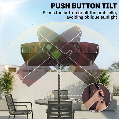 6.5x4ft Rectangle Patio Umbrella, Aluminum Tilt Adjustable, Garden Parasol Sun Umbrellas at Gallery Canada
