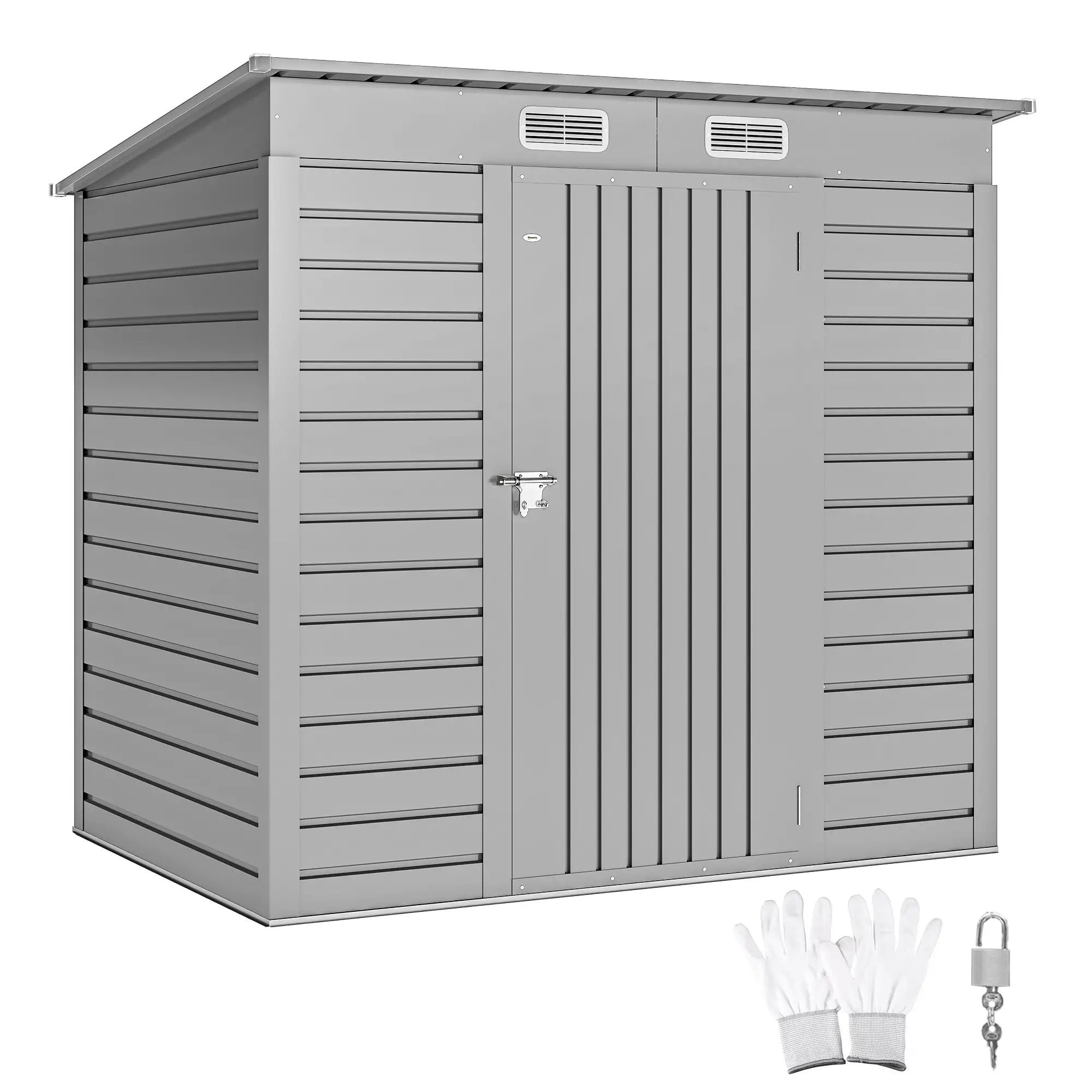 6 x 4FT Galvanized Garden Storage Shed, Metal Outdoor Shed, Light Grey Sheds at Gallery Canada
