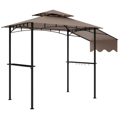 8' x 5' Grill Gazebo, Double Tiered Barbecue Shelter, Khaki BBQ Grill Gazebos Khaki at Gallery Canada