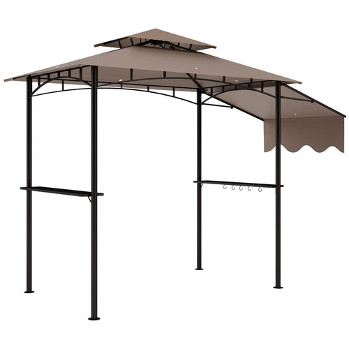 8' x 5' Grill Gazebo, Double Tiered Barbecue Shelter, Khaki