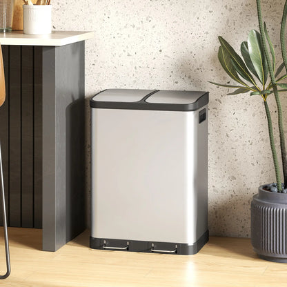 Kitchen Garbage Bin, 2 x 7.9 Gal, Soft-Close With Removable Buckets, Silver Small Kitchen Appliances at Gallery Canada