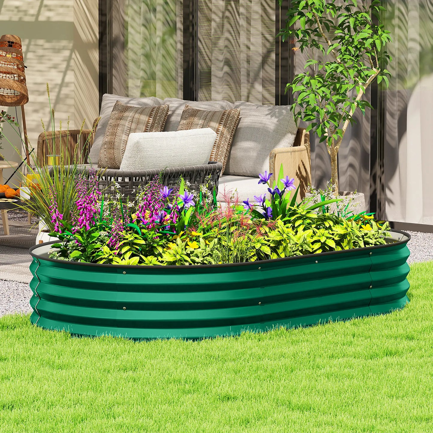 5' x 3' x 1' Galvanized Raised Garden Bed, Green Metal Planter Box, Green Galvanized Planter Boxes at Gallery Canada