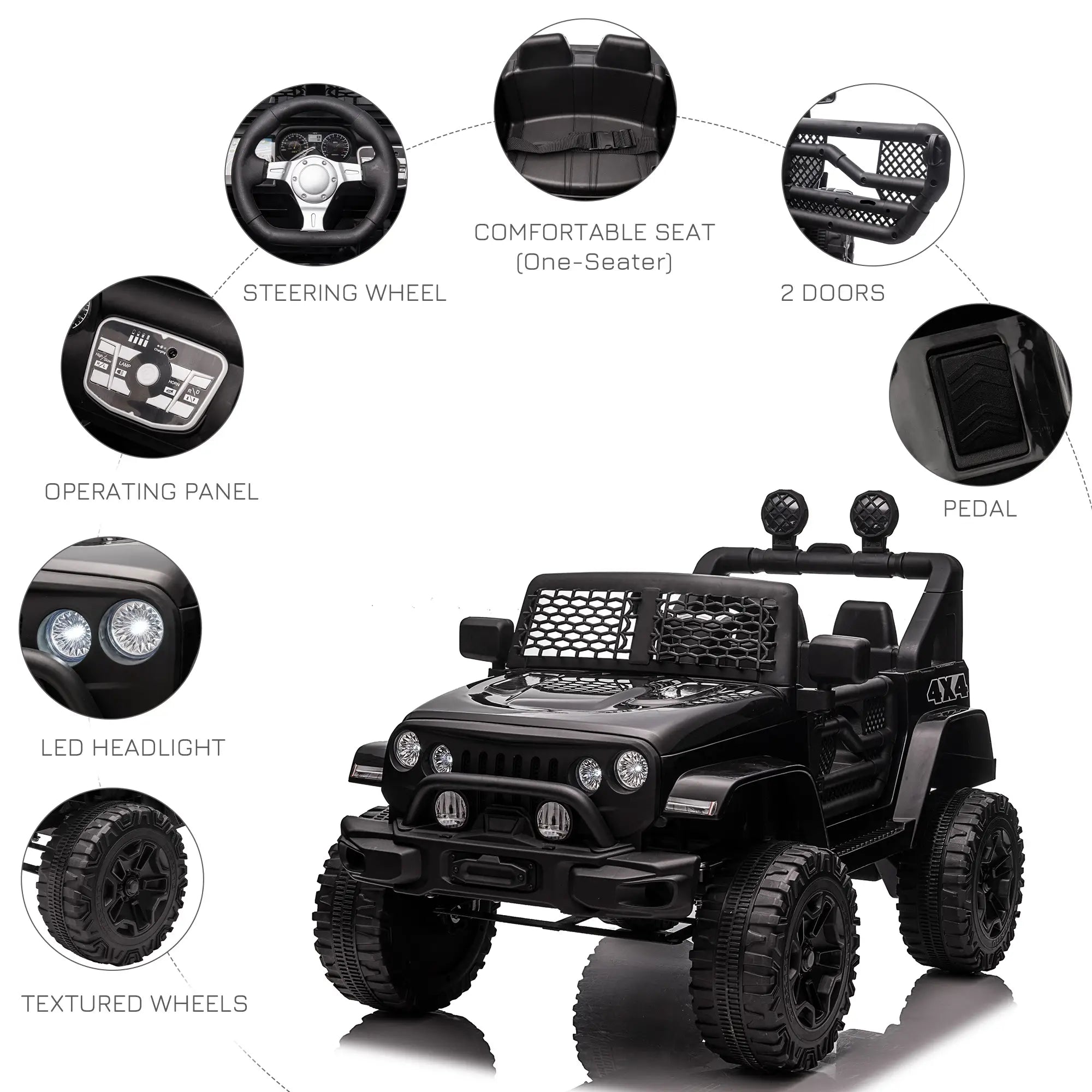 12V Kids Ride On Car, Off Road Truck Toy, Parent Remote, Black Electric Toy Cars at Gallery Canada