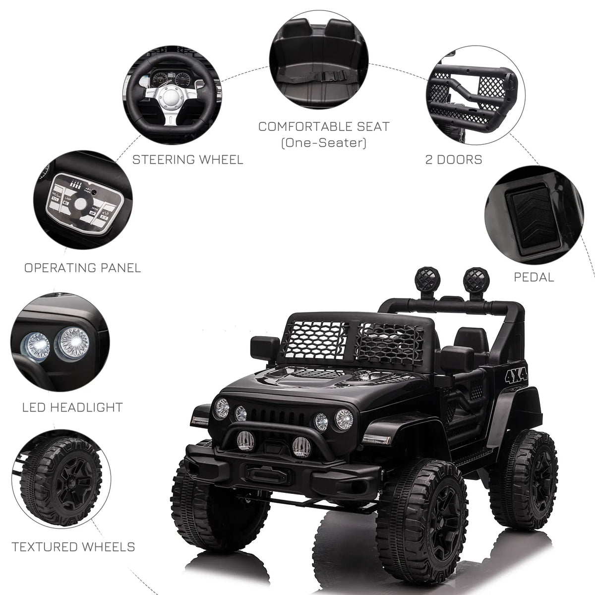12V Kids Ride On Car, Off Road Truck Toy, Parent Remote, Black Electric Toy Cars at Gallery Canada