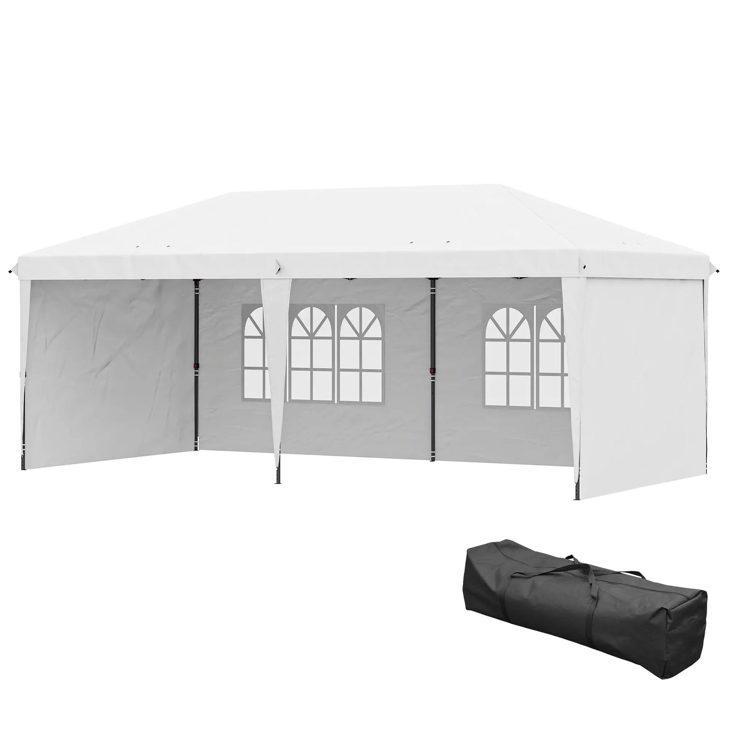 10' x 20' Outdoor Pop Up Canopy Tent, Instant Shelter With Carrying Bag, White Pop Up Canopies White at Gallery Canada