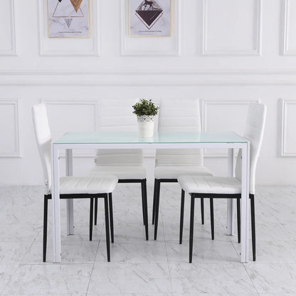Modern Upholstered Dining Chairs, Set of 4, Linen Fabric, Metal Legs, White Dining Chairs at Gallery Canada