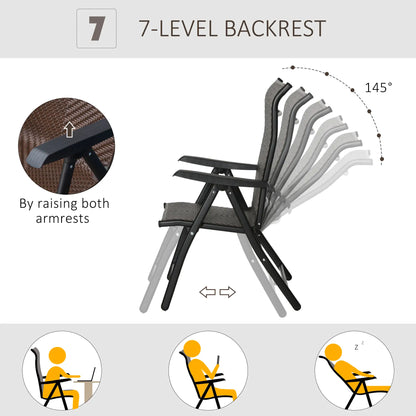 Ensemble de 2 chaises pliantes inclinables en rotin, osier d'extérieur, marron