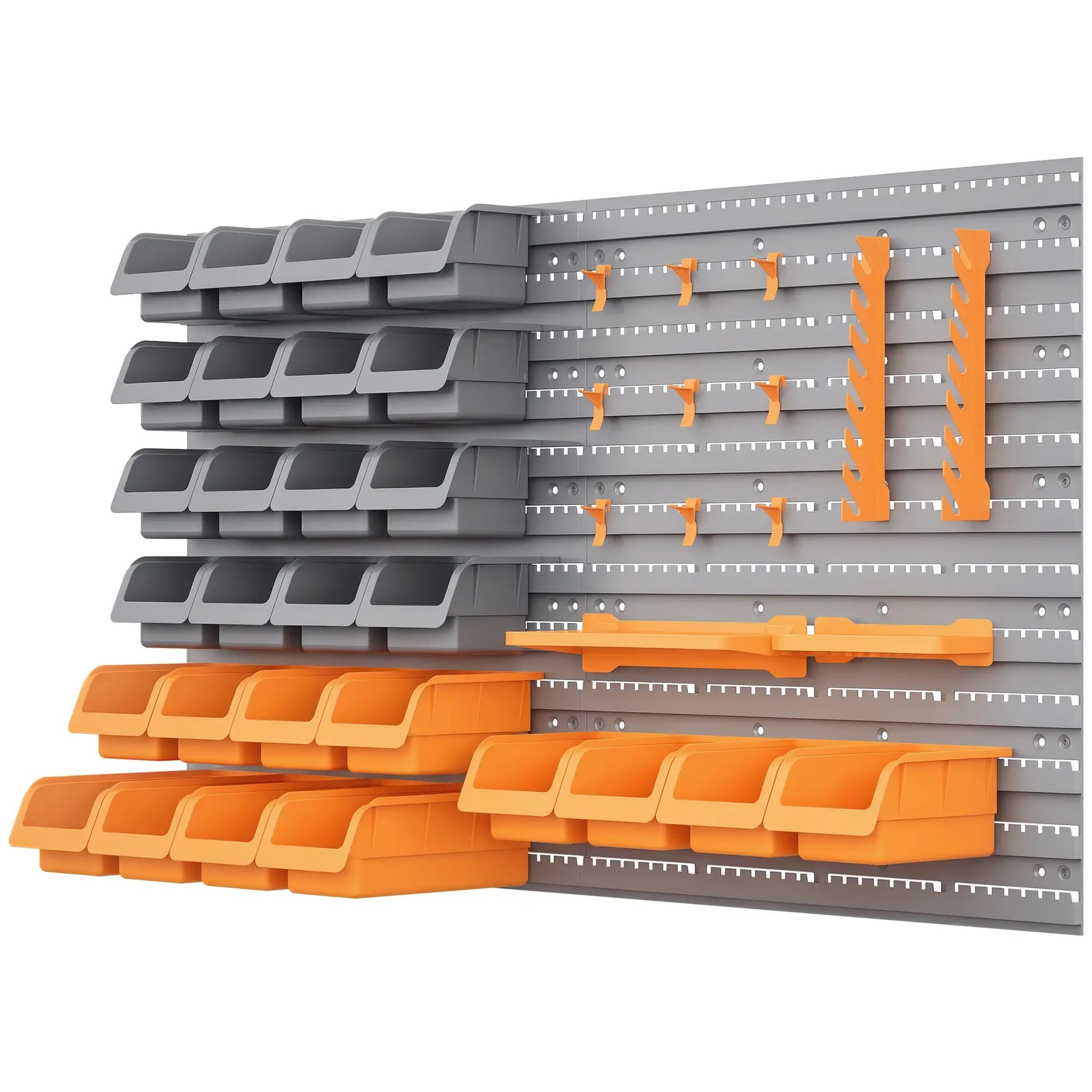 44PC Wall Mounted Storage Bins, Pegboard with Hooks, Garage Organizer, Orange Tool Organizers Orange, Grey at Gallery Canada