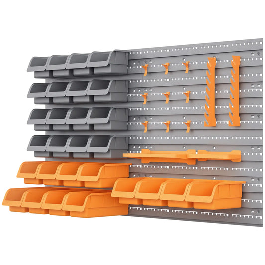 44PC Wall Mounted Storage Bins, Pegboard with Hooks, Garage Organizer, Orange Tool Organizers Orange, Grey at Gallery Canada