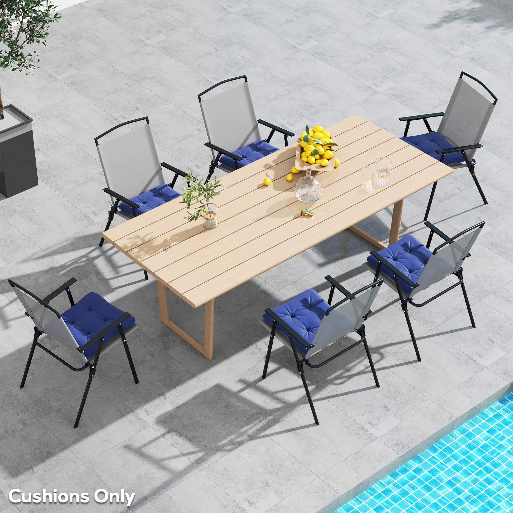 6-Piece Outdoor Patio Chair Cushions, Button Tufted, Dark Blue Patio Chair Cushions at Gallery Canada