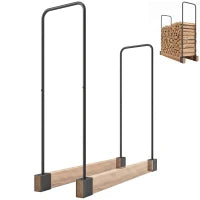 Support à bois de chauffage DIY, Rangement à bûches en acier robuste, Noir