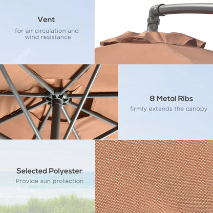 9.6ft Offset Patio Umbrella, Hanging Parasol, Crank, Base Cantilever Umbrellas at Gallery Canada