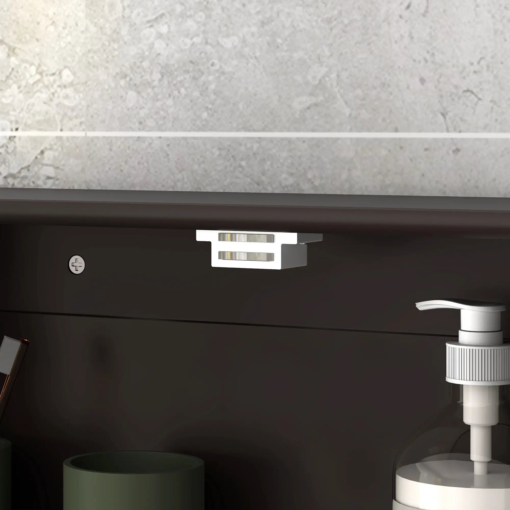 Wall-Mounted Medicine Cabinet, Double Doors, Open Shelf, Adjustable, Dark Brown Mirror Medicine Cabinets at Gallery Canada