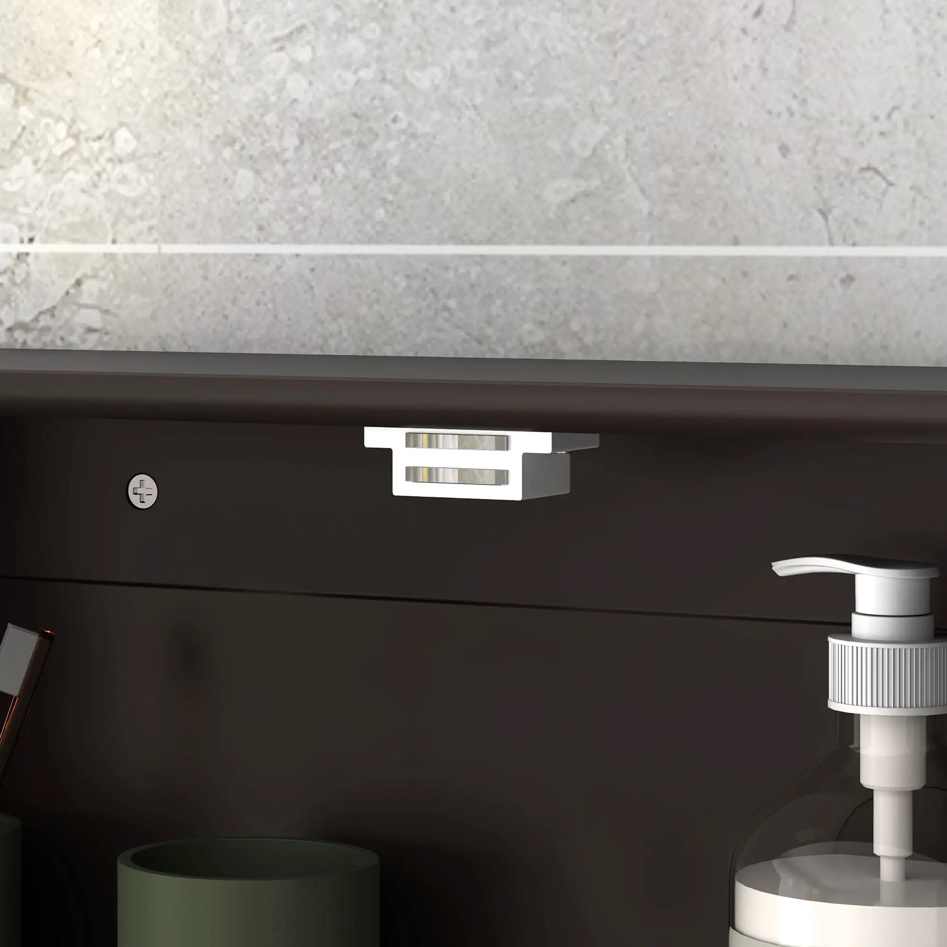 Wall-Mounted Medicine Cabinet, Double Doors, Open Shelf, Adjustable, Dark Brown Mirror Medicine Cabinets at Gallery Canada