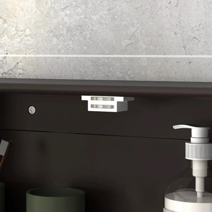 Wall-Mounted Medicine Cabinet, Double Doors, Open Shelf, Adjustable, Dark Brown Mirror Medicine Cabinets at Gallery Canada