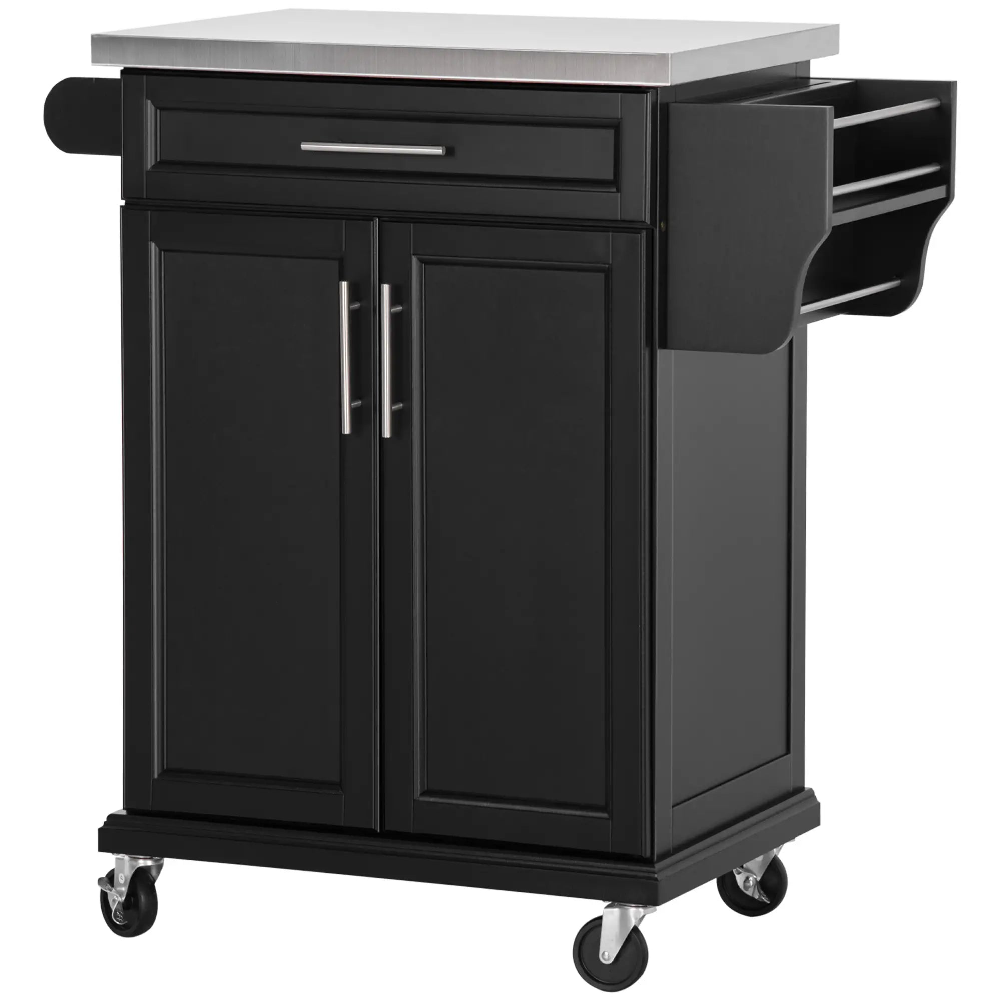 Kitchen Island with Stainless Steel Top, Rolling Cart, Storage Drawer, Black Kitchen Islands & Kitchen Carts at Gallery Canada