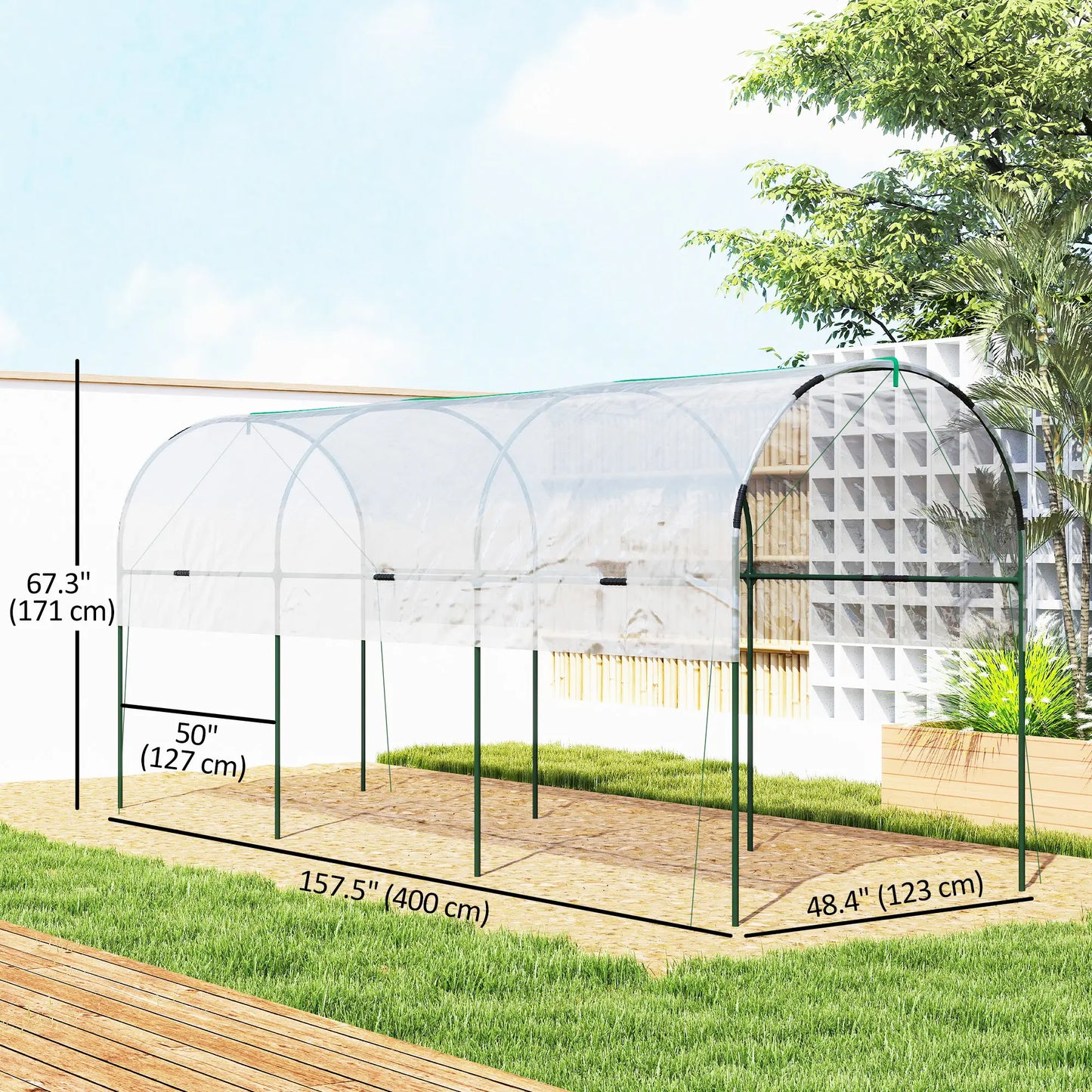 Tomato Greenhouse Tunnel, 4 Hoops, Top Tap, 157.5" x 48.4" x 67.3", Clear Tunnel Greenhouses at Gallery Canada