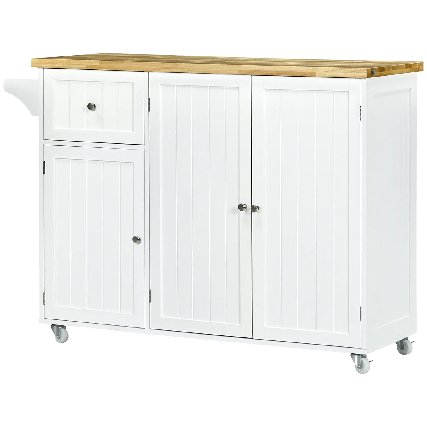 Rolling Kitchen Island with Storage, Drawer, Cabinets, Towel Rack Kitchen Islands & Kitchen Carts White at Gallery Canada