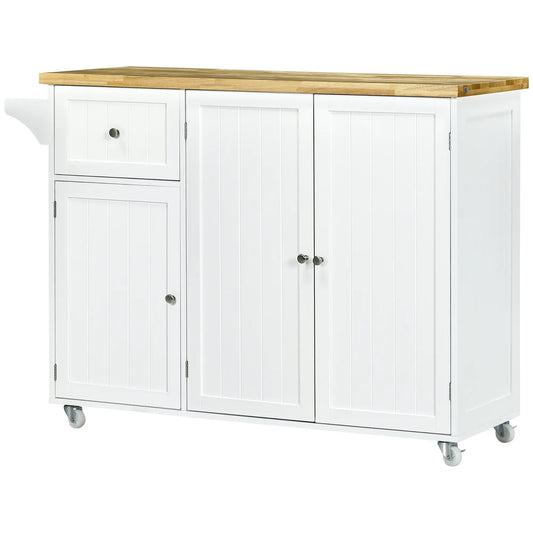 Rolling Kitchen Island with Storage, Drawer, Cabinets, Towel Rack Kitchen Islands & Kitchen Carts White at Gallery Canada