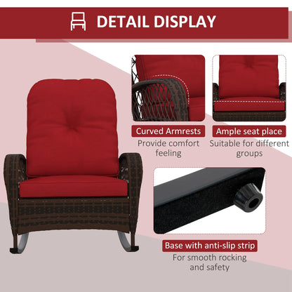 Outdoor Wicker Rattan Rocking Chair, Thick Cushions, Garden Backyard Porch, Red Outdoor Rocking Chairs at Gallery Canada