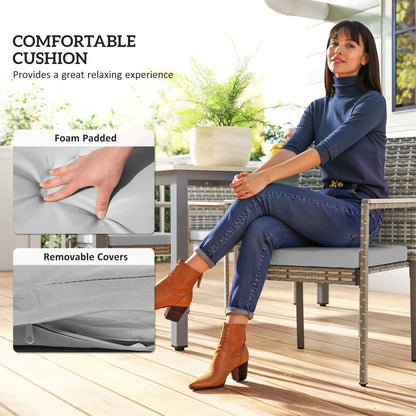 5-Piece Wicker Outdoor Furniture Set, Rattan Patio Dining with Cushions, Grey Patio Furniture Sets at Gallery Canada