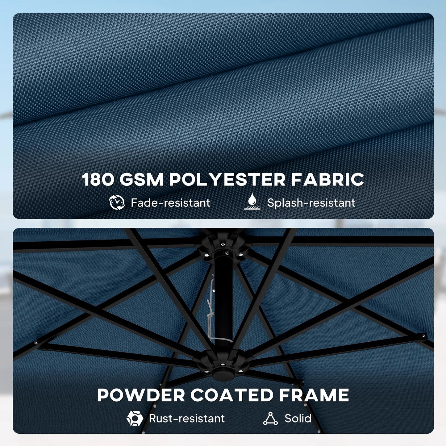 11.3 ft Cantilever Patio Umbrella, With Light And Cover, Navy Blue Offset Cantilever Umbrellas at Gallery Canada