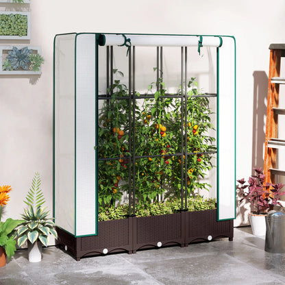 Raised Garden Bed Kit with Trellis, PE Cover, Zipper Door, 47 x 16 x 50 Inch Raised Garden Beds at Gallery Canada