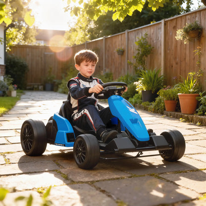 24V Electric Go Kart, Dual 150W Motors, Adjustable Seat, 11.2MPH, Blue Electric Ride-On Toys at Gallery Canada