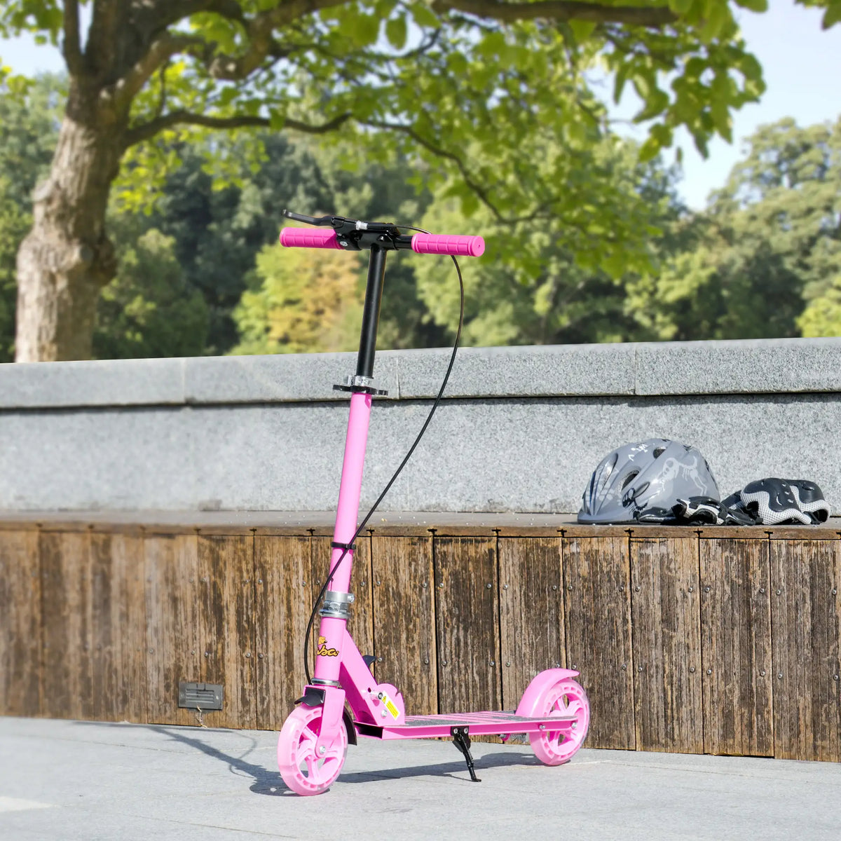 Kids Scooter, Light Up Wheels, Adjustable Handlebar, Rear Brake, Ages 3-8, Pink Scooters at Gallery Canada