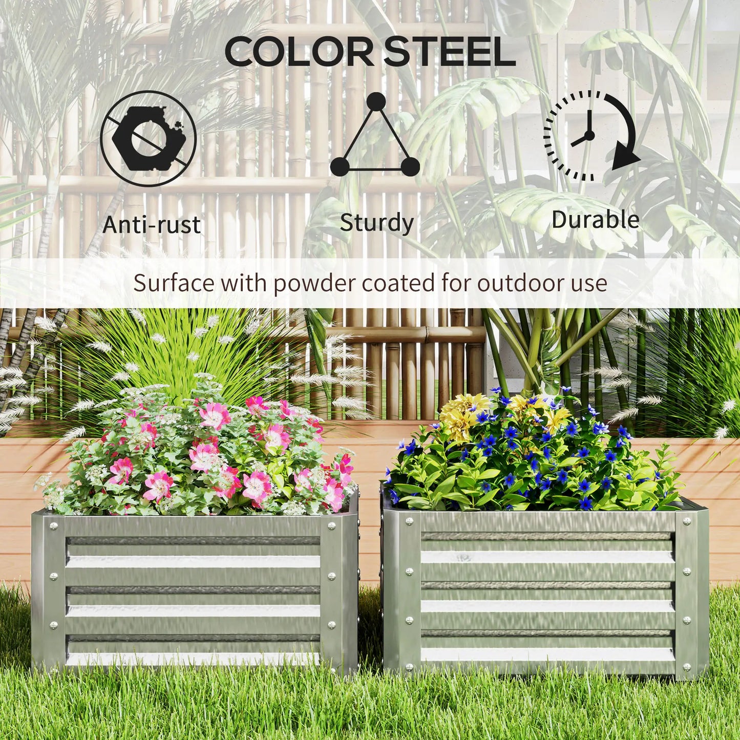 2' x 2' x 1' Raised Garden Bed, Galvanised Steel Frame, Vegetables, Flowers, Herbs, Silver Raised Garden Beds at Gallery Canada