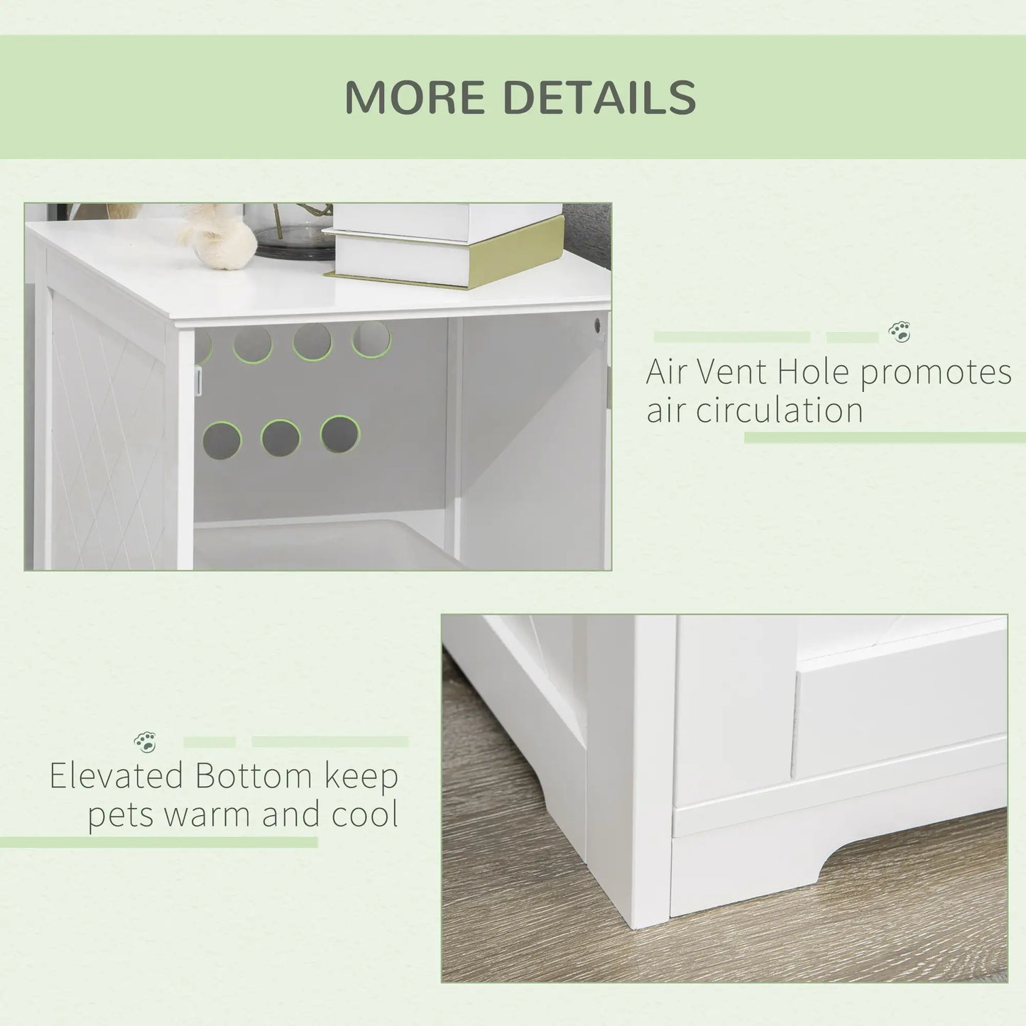 Cat Litter Box Enclosure End Table, Indoor Washroom with Magnetic Door, White Cat Litter Box Enclosures at Gallery Canada