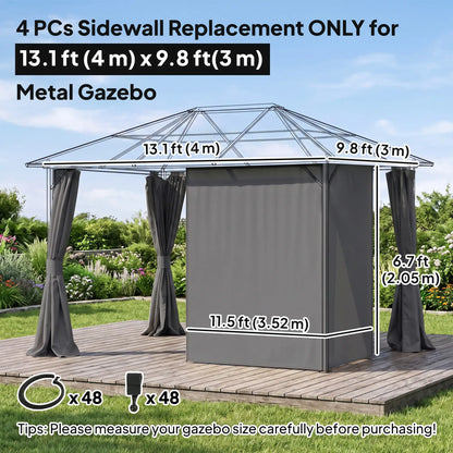 10' x 13' Gazebo Sidewall Set, 4 Panels, Light Grey Gazebo Sidewalls at Gallery Canada