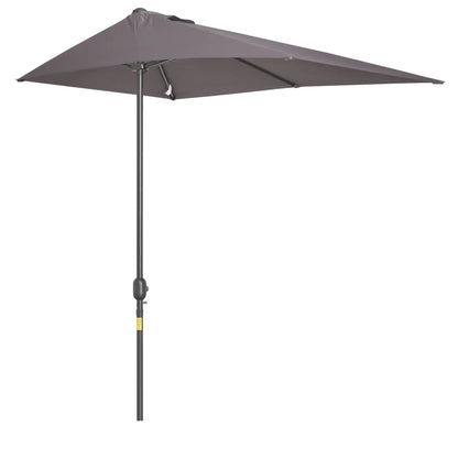 8ft Half Round Umbrella, Outdoor Patio Sun Shade, 5 Ribs Sun Umbrellas Grey at Gallery Canada