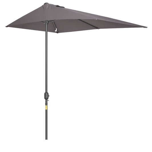 8ft Half Round Umbrella, Outdoor Patio Sun Shade, 5 Ribs Sun Umbrellas Grey at Gallery Canada