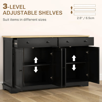 Modern Sideboard, Buffet Cabinet with Drawers, Adjustable Shelves, Black Storage Cabinets at Gallery Canada