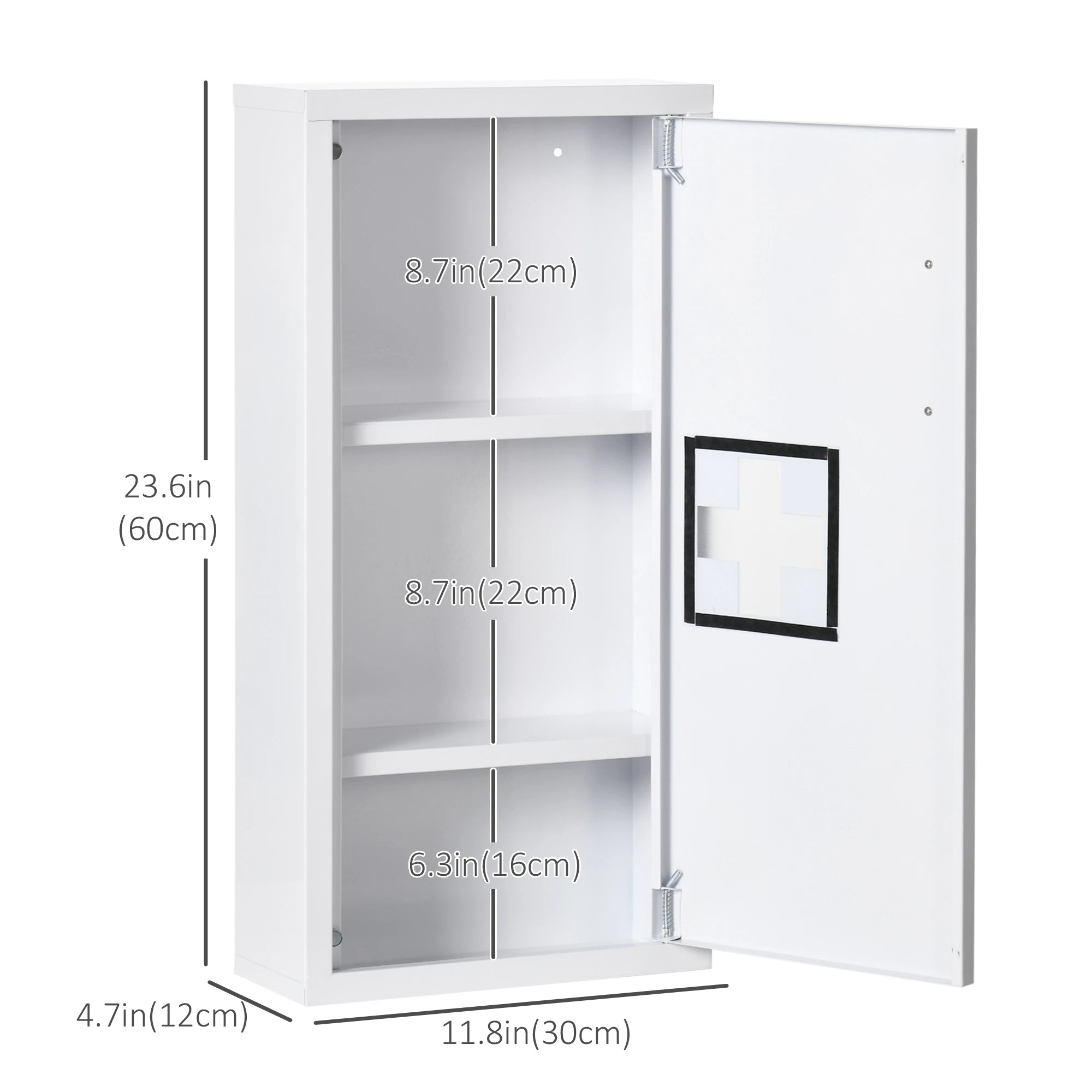Wall Mount Medicine Cabinet, 2 Shelves, Steel Frame, Magnetic Door, White Mirror Medicine Cabinets at Gallery Canada