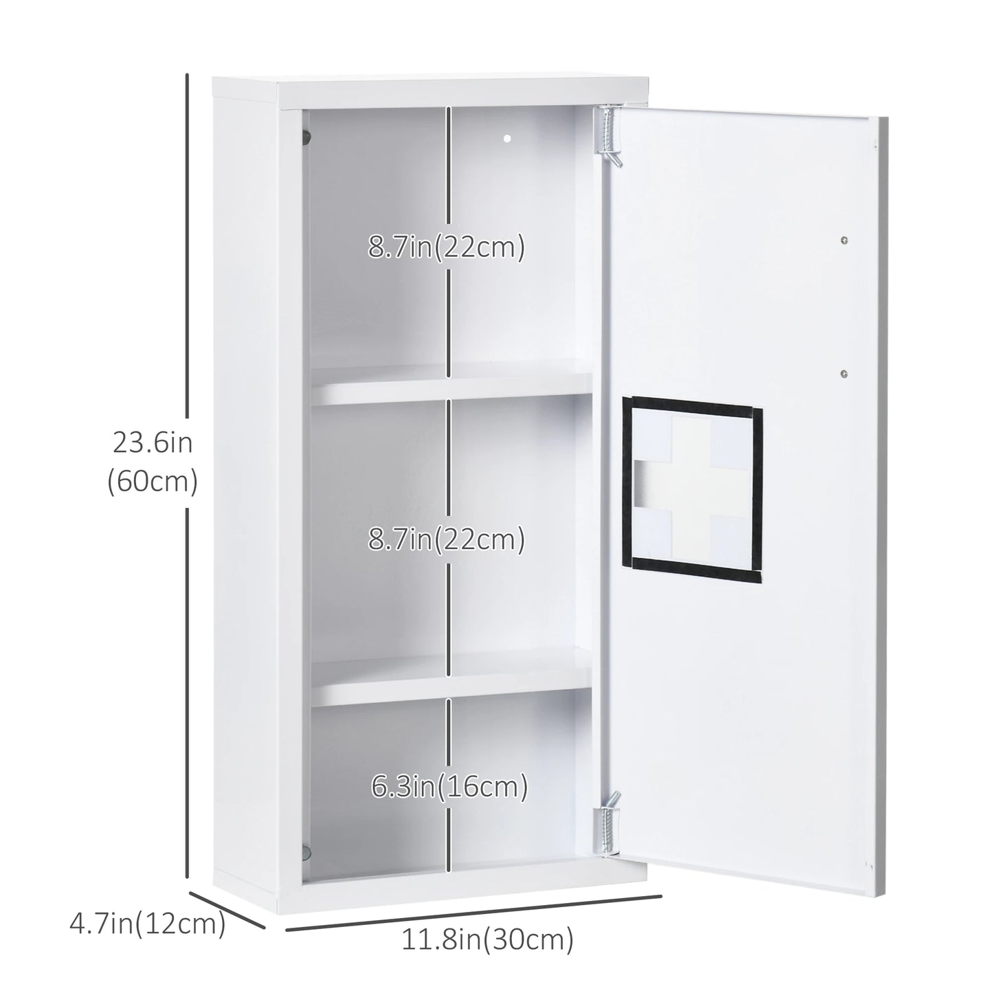 Wall Mount Medicine Cabinet, 2 Shelves, Steel Frame, Magnetic Door, White Mirror Medicine Cabinets at Gallery Canada