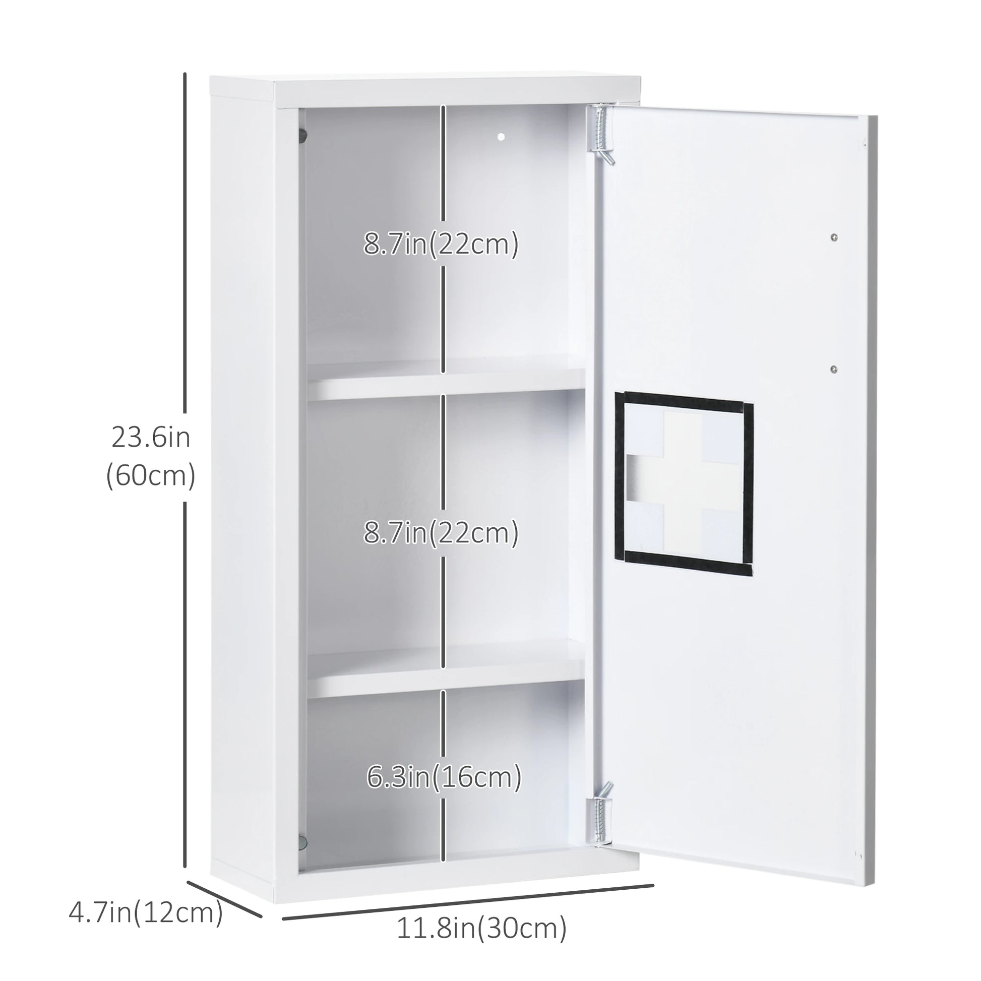 Wall Mount Medicine Cabinet, 2 Shelves, Steel Frame, Magnetic Door, White Mirror Medicine Cabinets at Gallery Canada