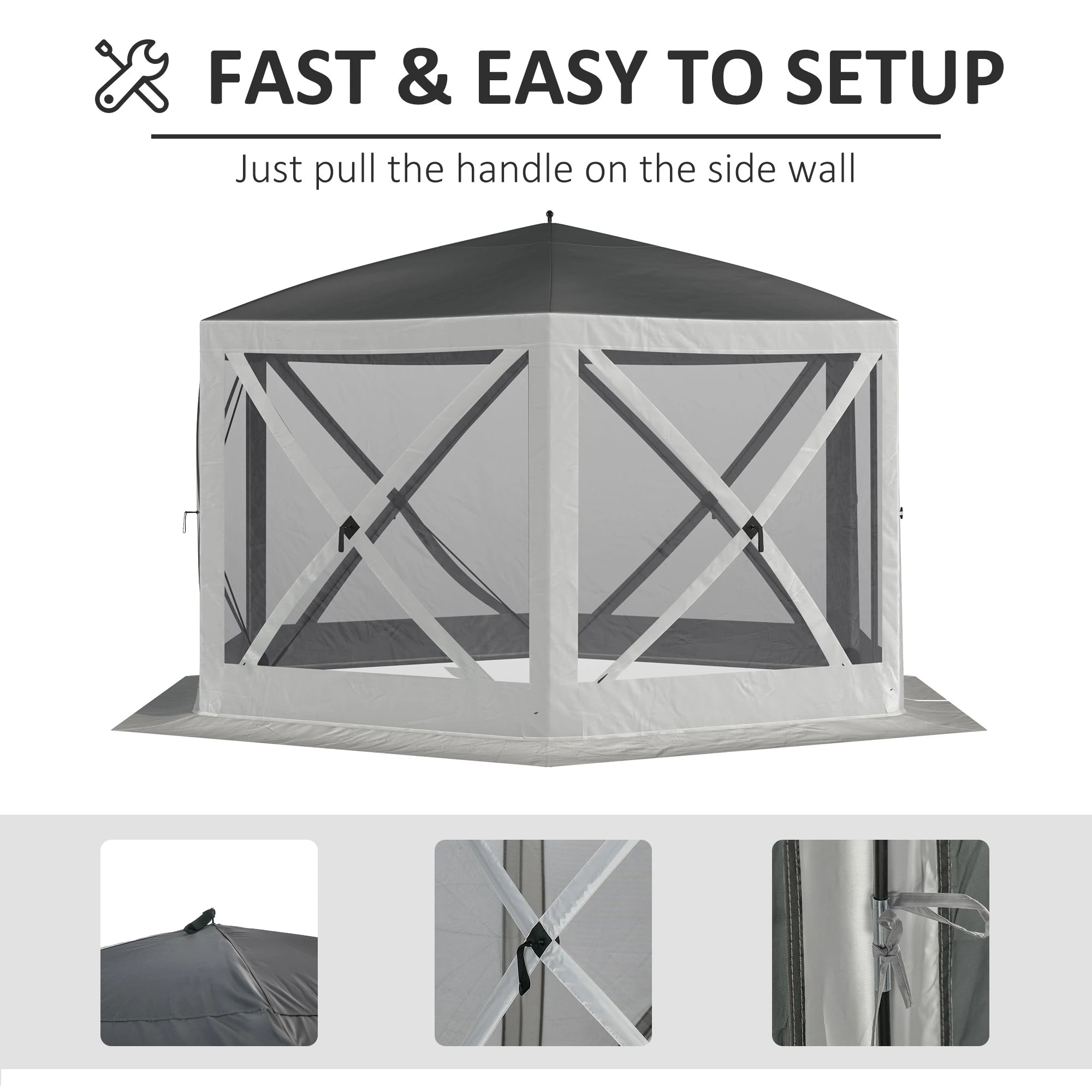 12' x 12' Hexagon Pop Up Screen Tent, Camping Shelter, Grey Pop Up Canopies at Gallery Canada