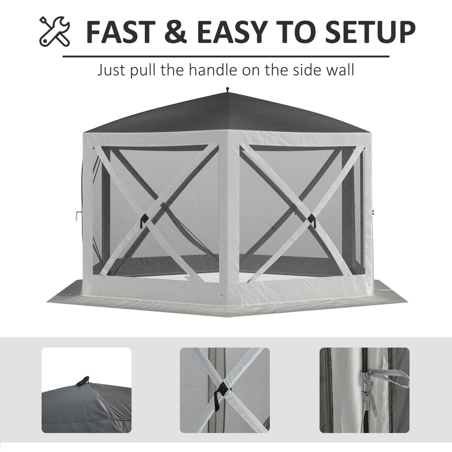 12' x 12' Hexagon Pop Up Screen Tent, Camping Shelter, Grey Pop Up Canopies at Gallery Canada