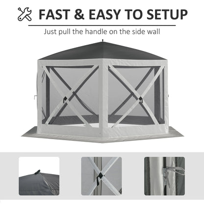 12' x 12' Hexagon Pop Up Screen Tent, Camping Shelter, Grey Pop Up Canopies at Gallery Canada