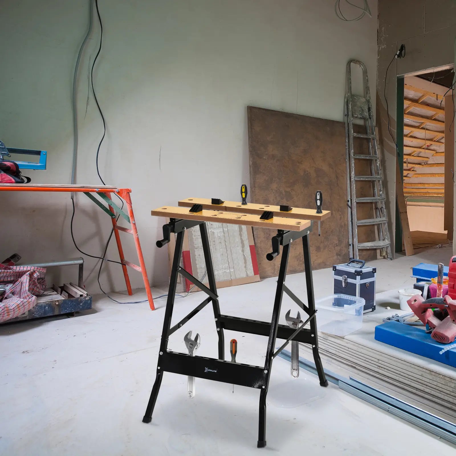 Foldable Work Bench, 4 Adjustable Clamps, MDF Surface, Steel Frame, 100kg/220lbs Capacity Tool Organizers at Gallery Canada