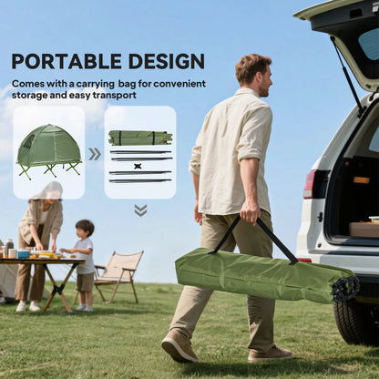 Compact Pop Up Folding Camping Cot Tent Combo, Dark Green Camping Tents at Gallery Canada