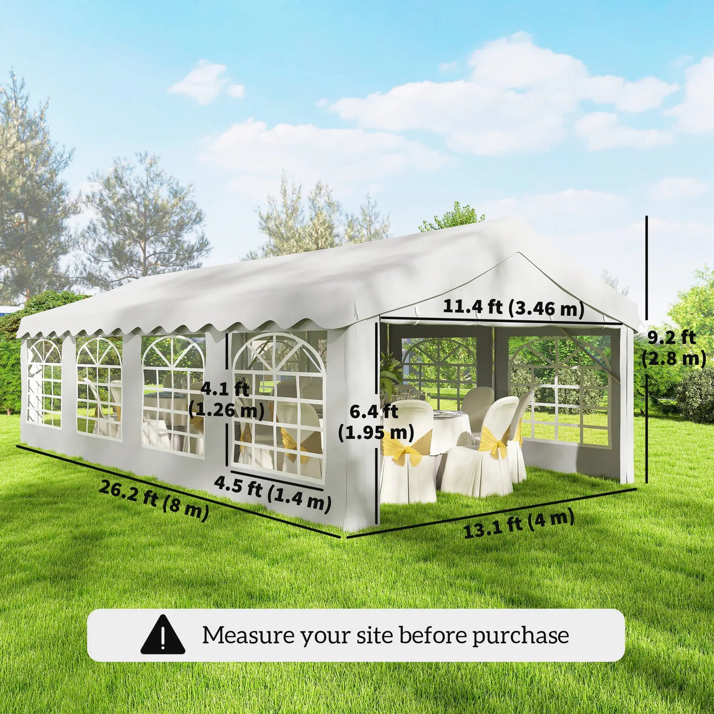 13'x26' Heavy Duty Party Tent, Portable Garage Canopy, White Canopy Tents at Gallery Canada